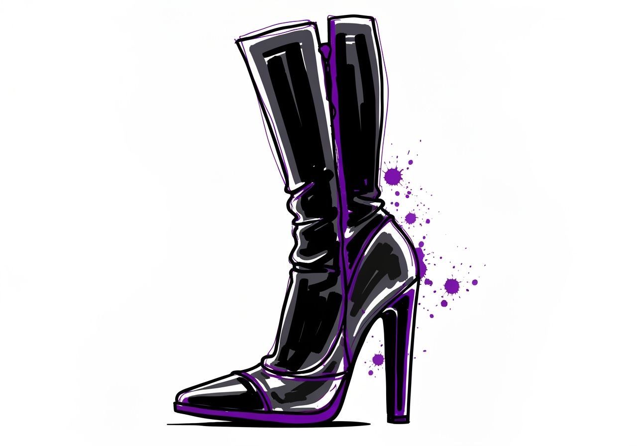 Expressive Fashion Illustration of a Stiletto Boot