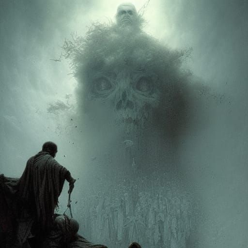 Horrific Crumbling Figures in Engraving Style