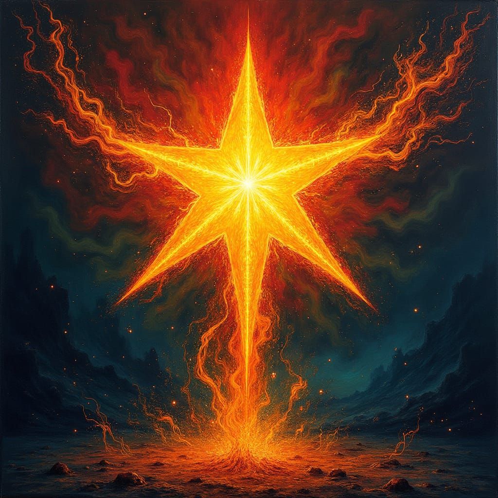 Radiant Starburst in Ethereal Flames
