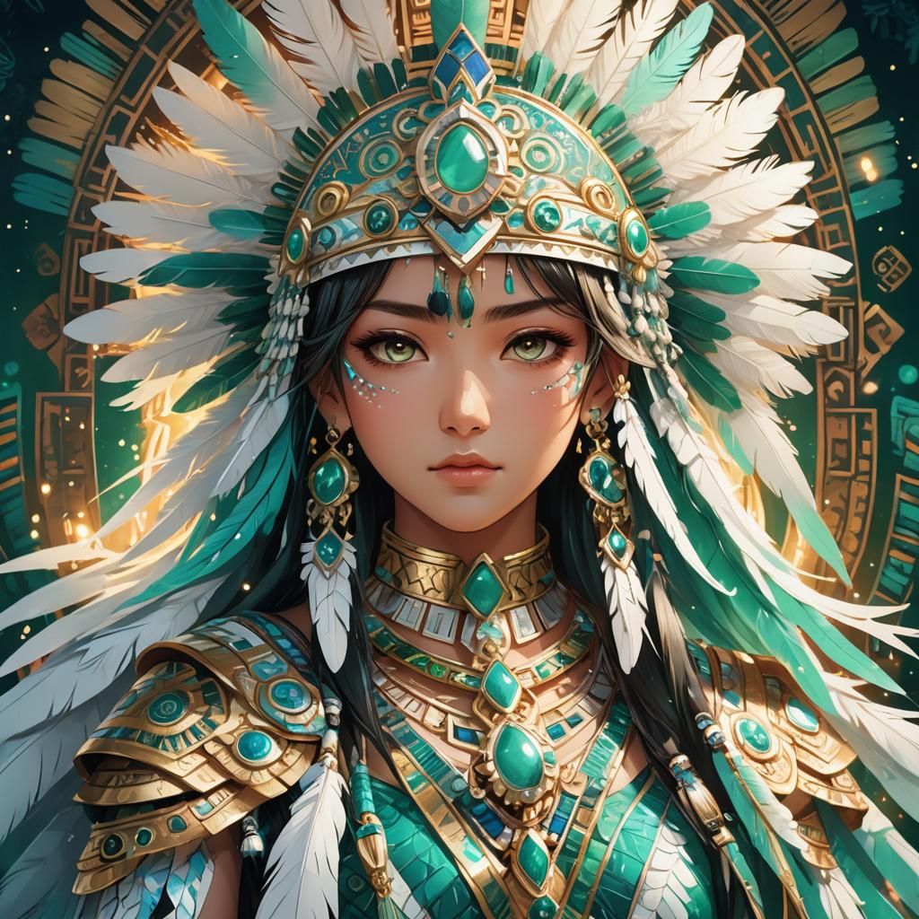 Aztec Woman Portrait in Anime Style, 8K