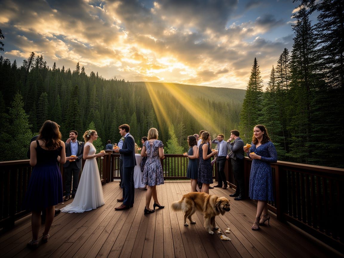 Wooden deck with wedding