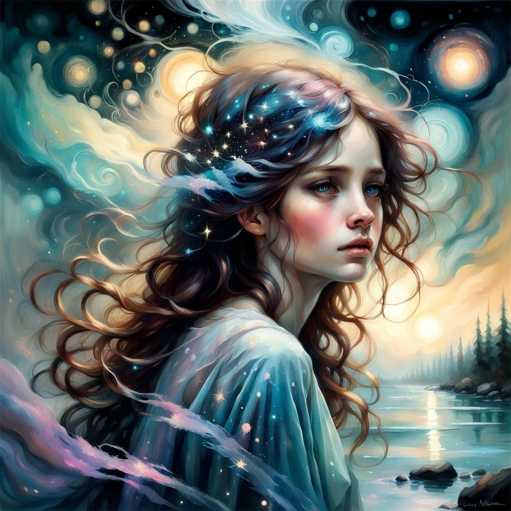 Bioluminescent Fantasy Galactic Night Sky by Waterhouse