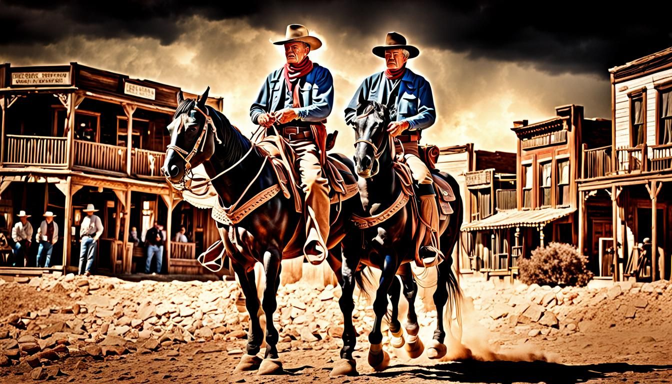John Wayne Rides in Old West Town