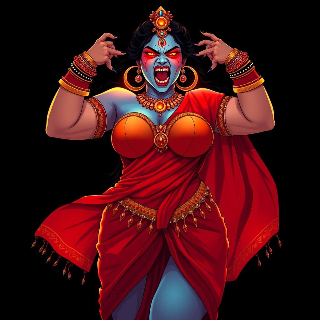 Menacing Plus-Size Indian Bride with Celestial Jewelry