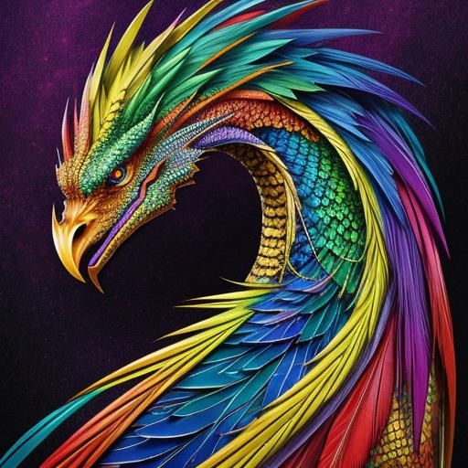 Rainbow Dragon Scale Man: Abstract Art Portrait