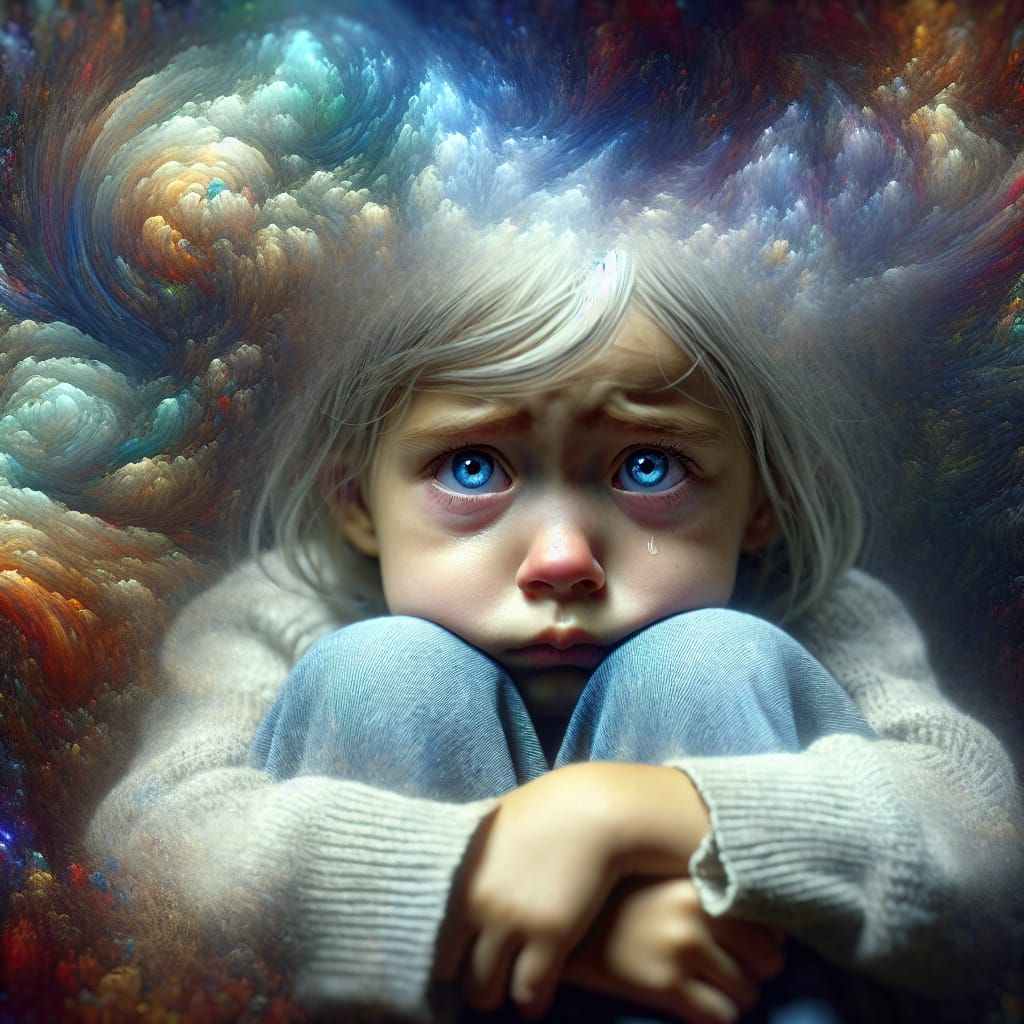 Melancholy Girl Under a Magical Cloud