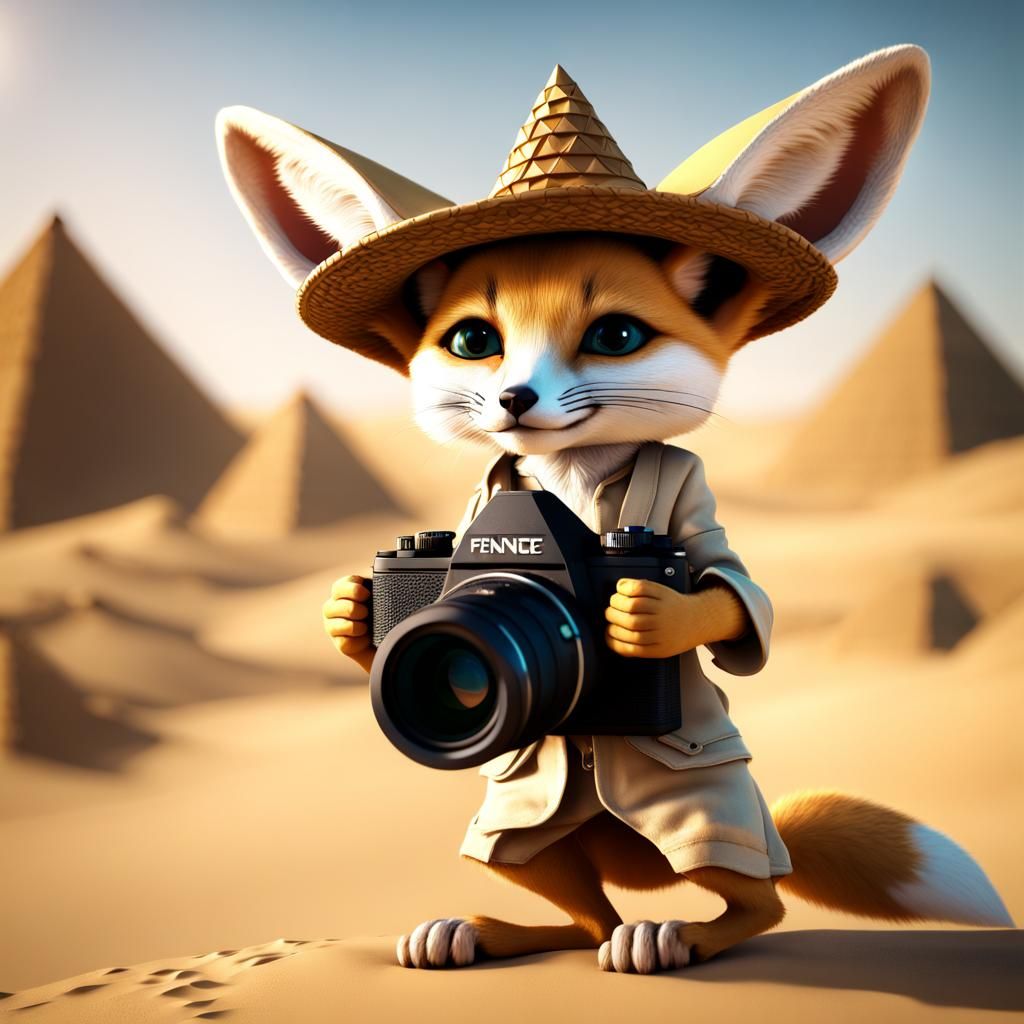 Cute Fennec Fox Tourist in Egyptian Desert