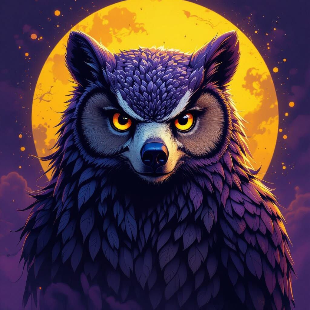 Dark Fantasy Bear-Owl Creature Concept Art