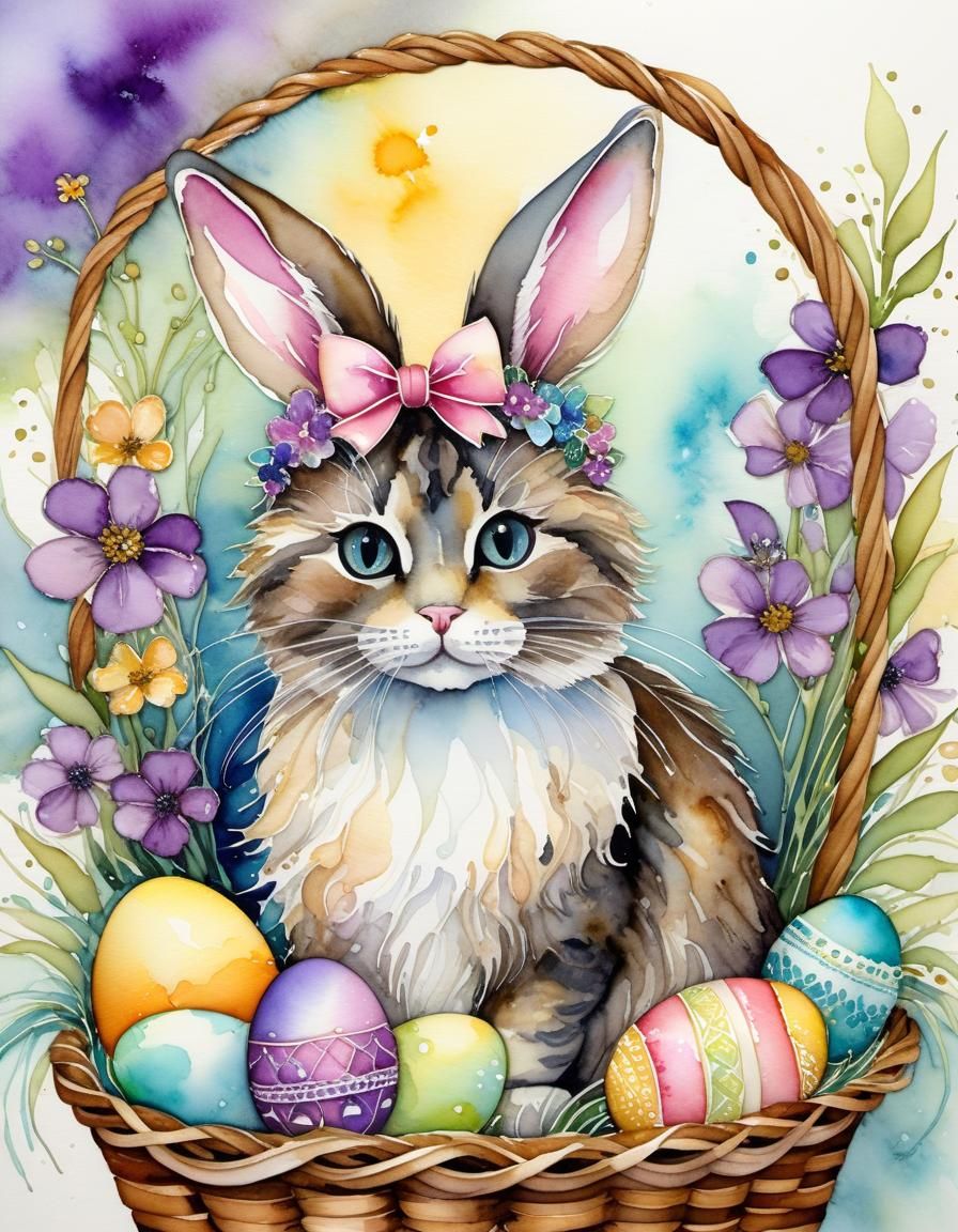 Easter bunny cat