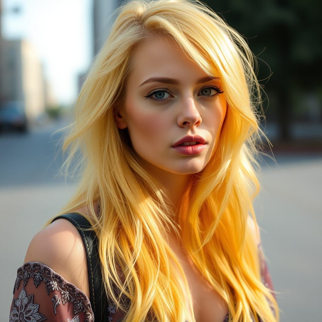 Woman with Yellow Hair, AI Generated