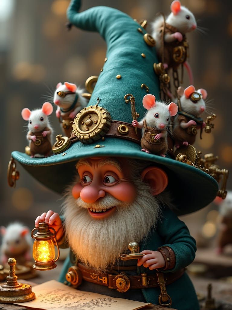 Dwarf Inventor's Steampunk Hat Becomes Mouse Workshop