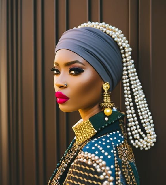 Hip Hop Girl with Pearl Earring in Vermeer Style