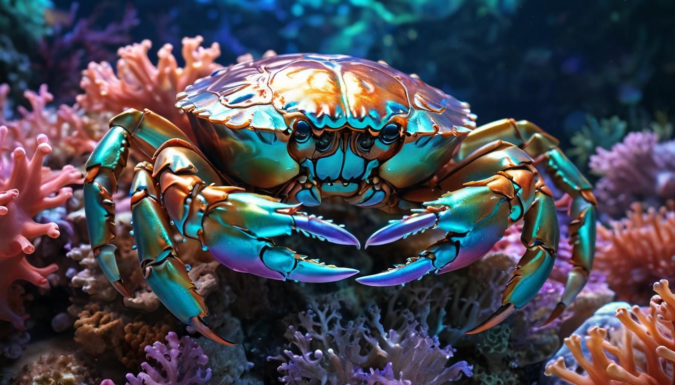 Jewel Crab in Coral Reef: Vibrant Digital Art
