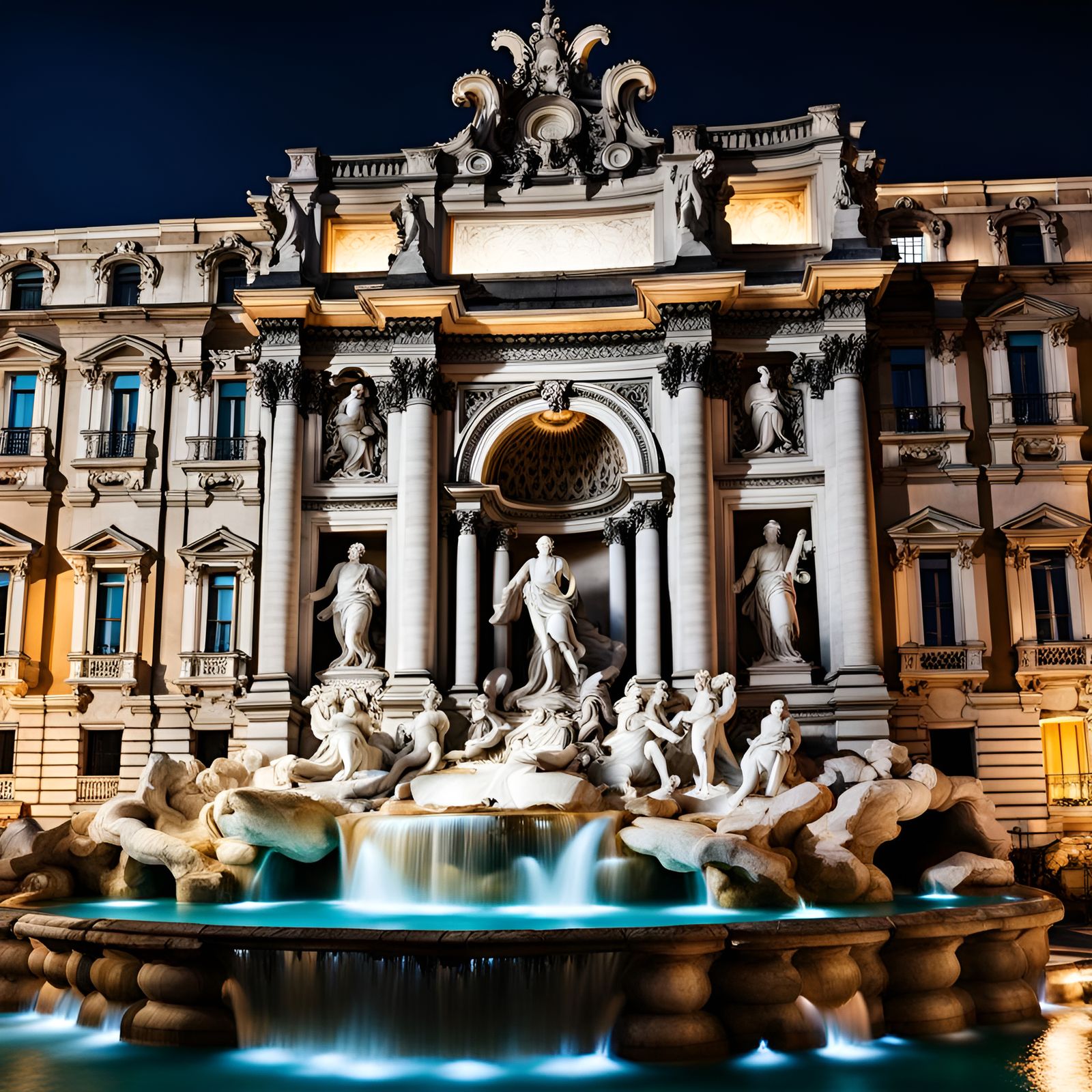 Rococo Water Fountain in Black Marble