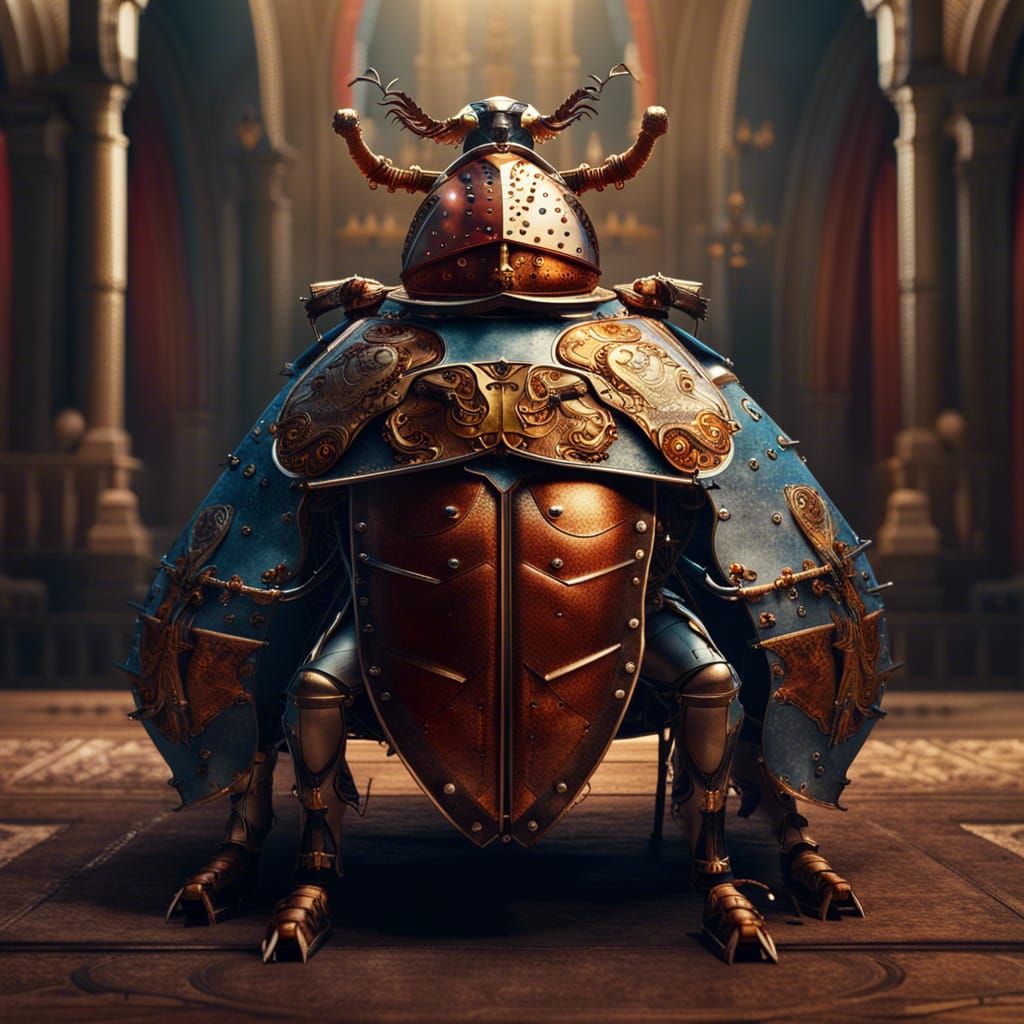 Beetle Gladiator in Roman Armor: Detailed Matte Painting