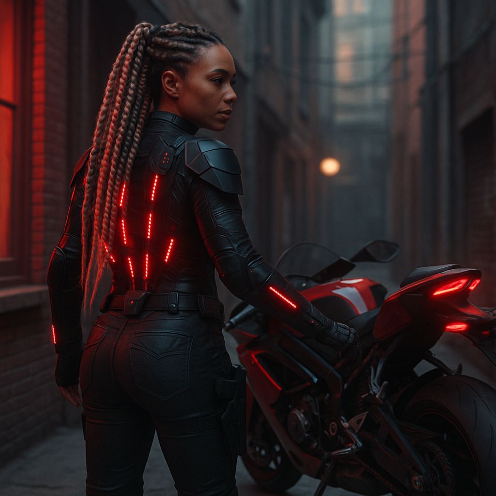 Woman and Motorcycle: A Study in Motion