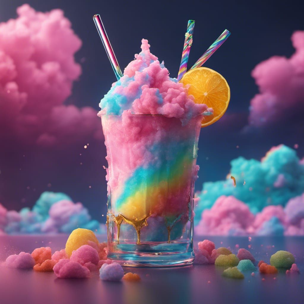 Rainbow Cotton Candy Cocktail: Fantasy Concept Art