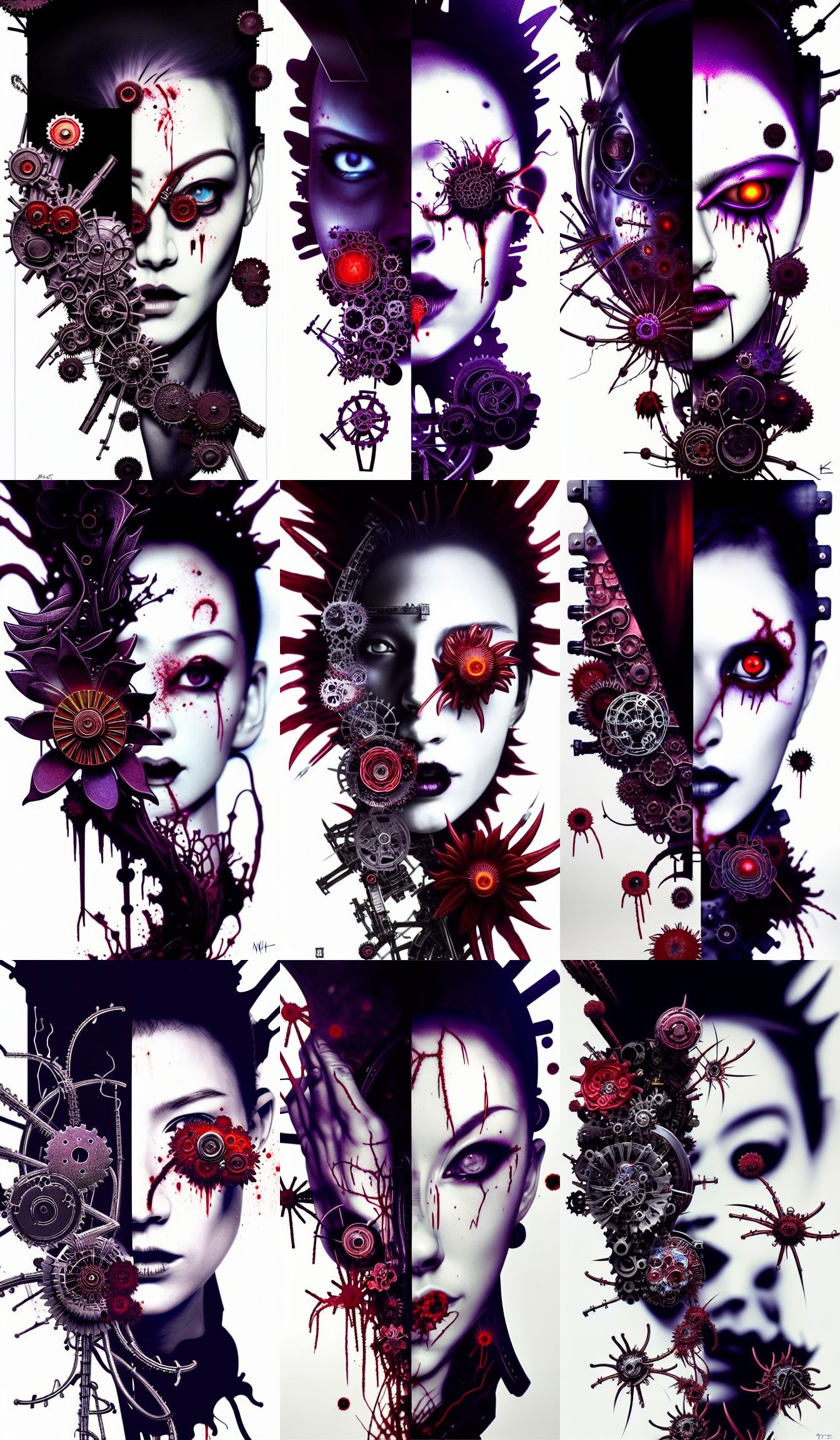 Sinister Mechanical Flower Blooming with Blood