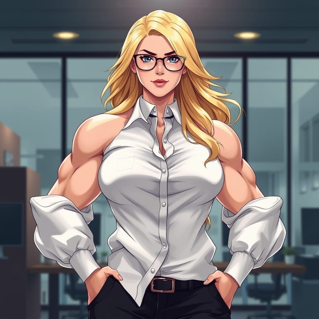 Strong Blonde Beauty in Formal Attire