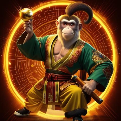 Anthropomorphic Golden Monkey Kung Fu Master