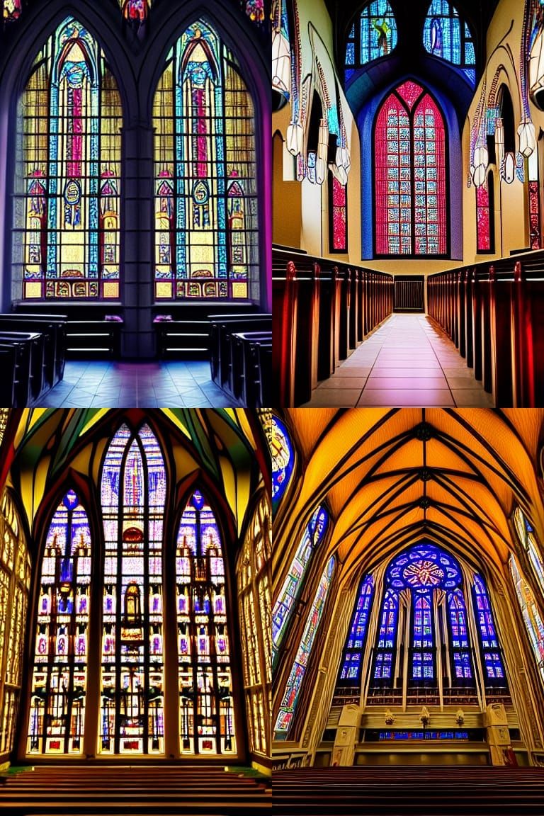 Stunning Stained Glass Cathedral Interior, Studio Lighting