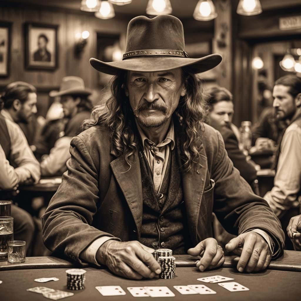 Wild Bill Hickok Poker Game: Sepia-Toned Photograph