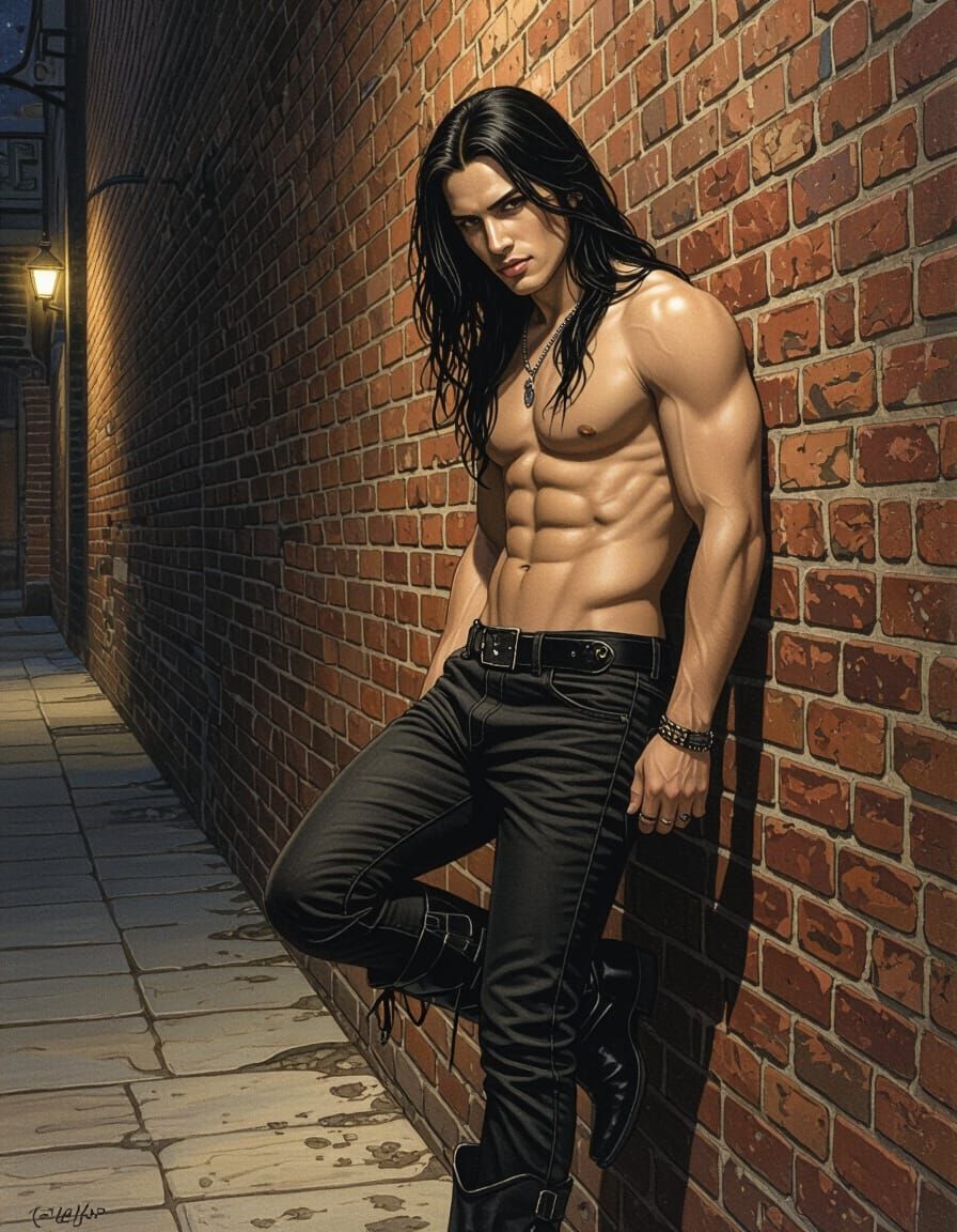 Handsome Latino Goth in Hyperrealistic Detail