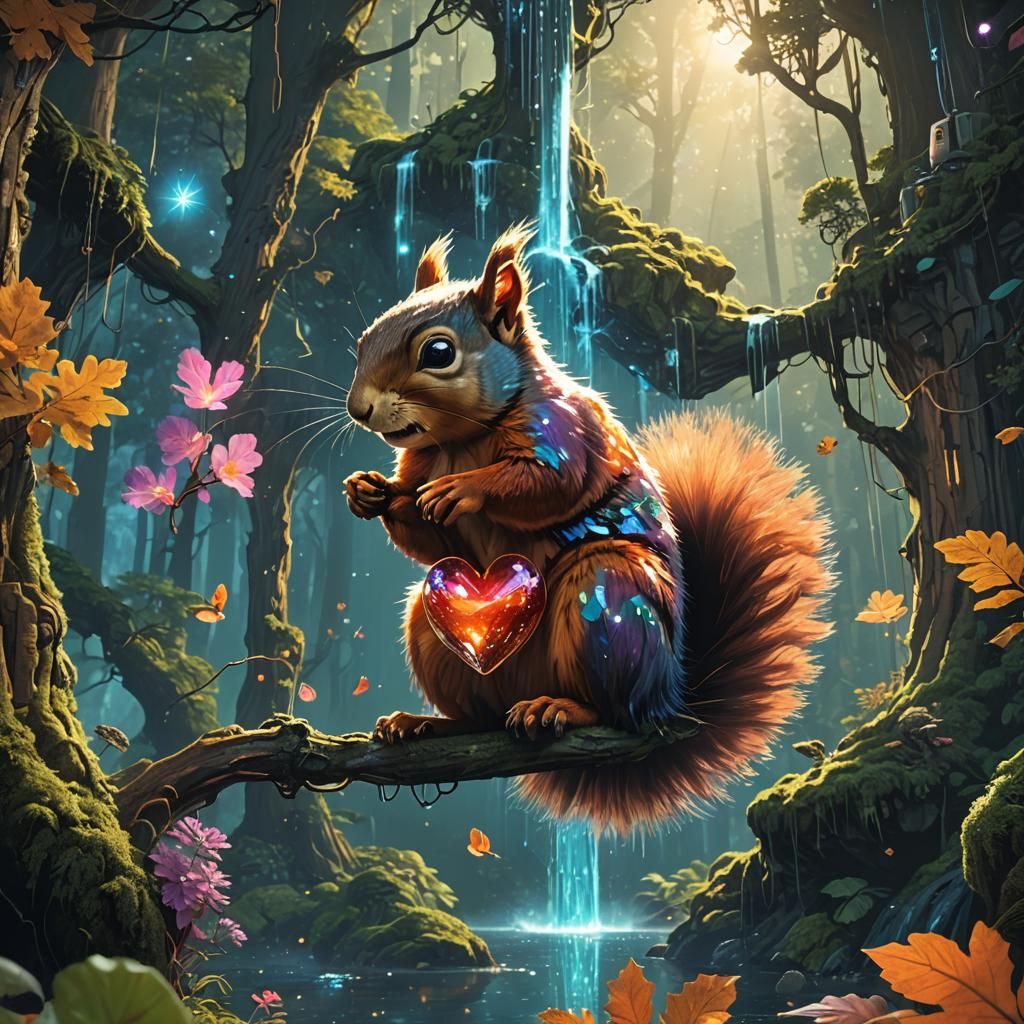 Squirrel Enters Heart-Shaped Forest in Space