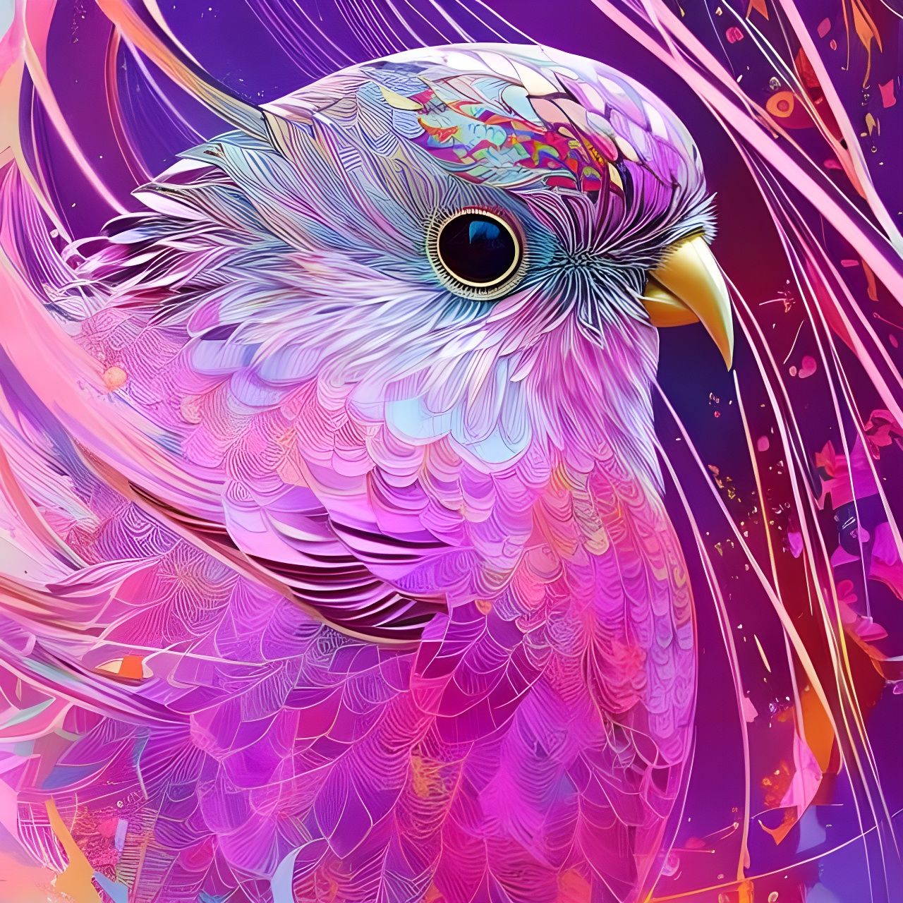 Elegant Budgie Portrait in Digital Painting Style