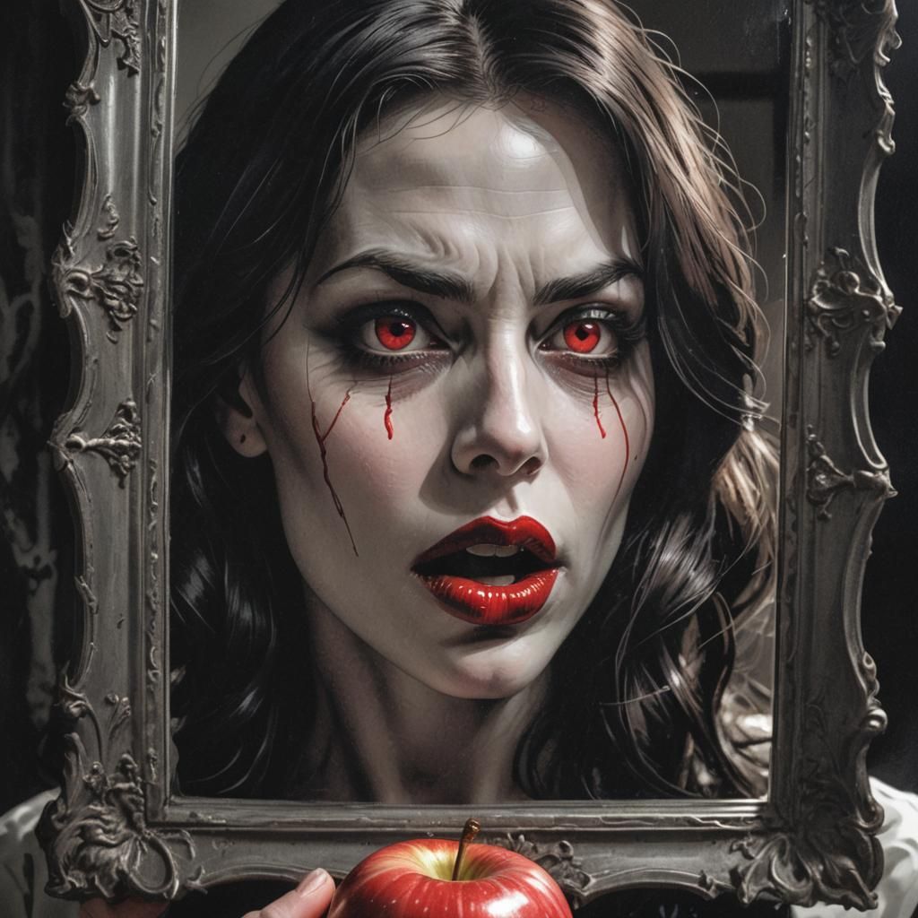 Woman and Evil Reflection in Dark Comic Art