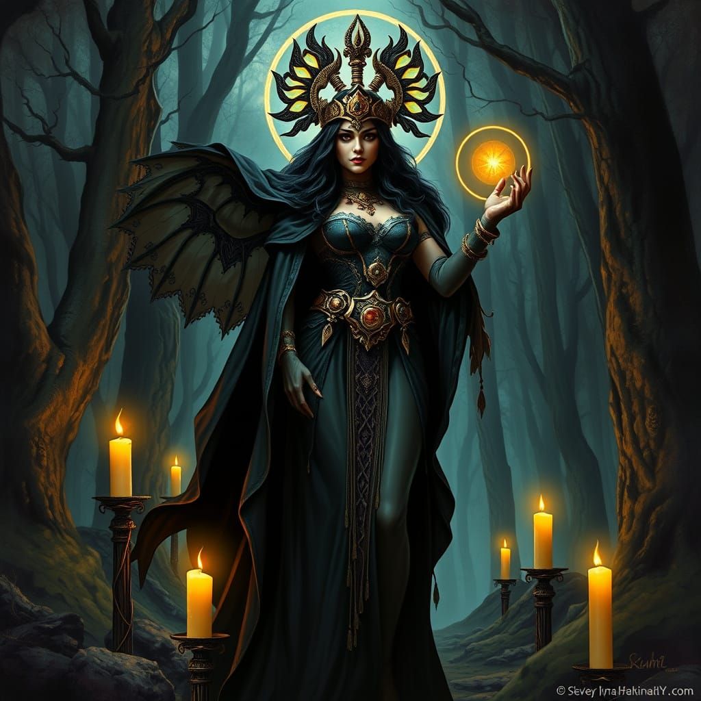 Mystical Goddess of Magic in Dark Fantasy Style