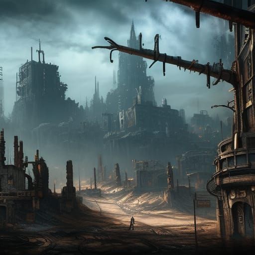 Post-Apocalyptic High School in Detailed Matte Painting