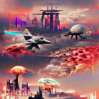 Futuristic War Scene with Advanced Technology