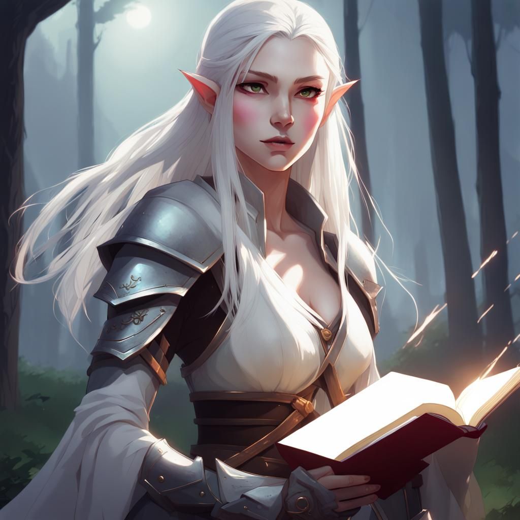 Fantasy Elf Warrior in Misty Landscape