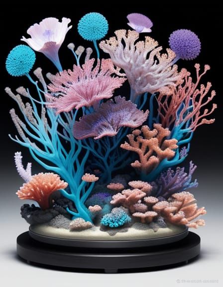 Iridescent Coral Garden with Butterfly Fish