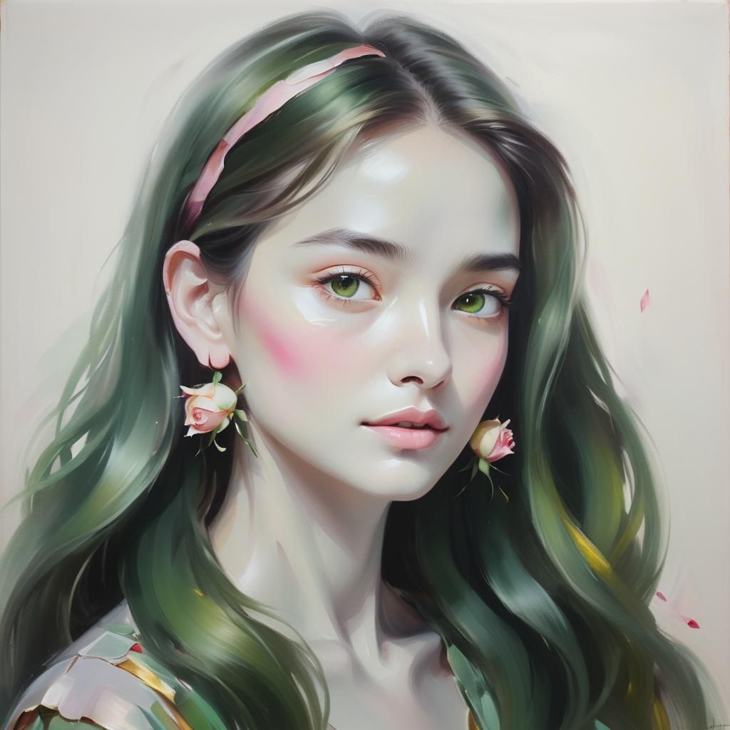 Ethereal Rose Creator: Impressionist Oil Painting