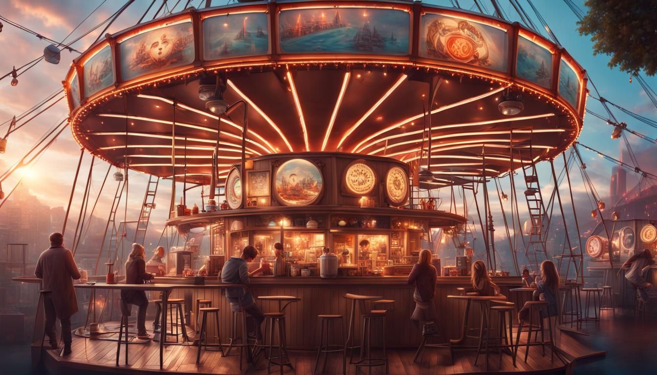 Cozy Cafe on Ferris Wheel: Digital Matte Painting