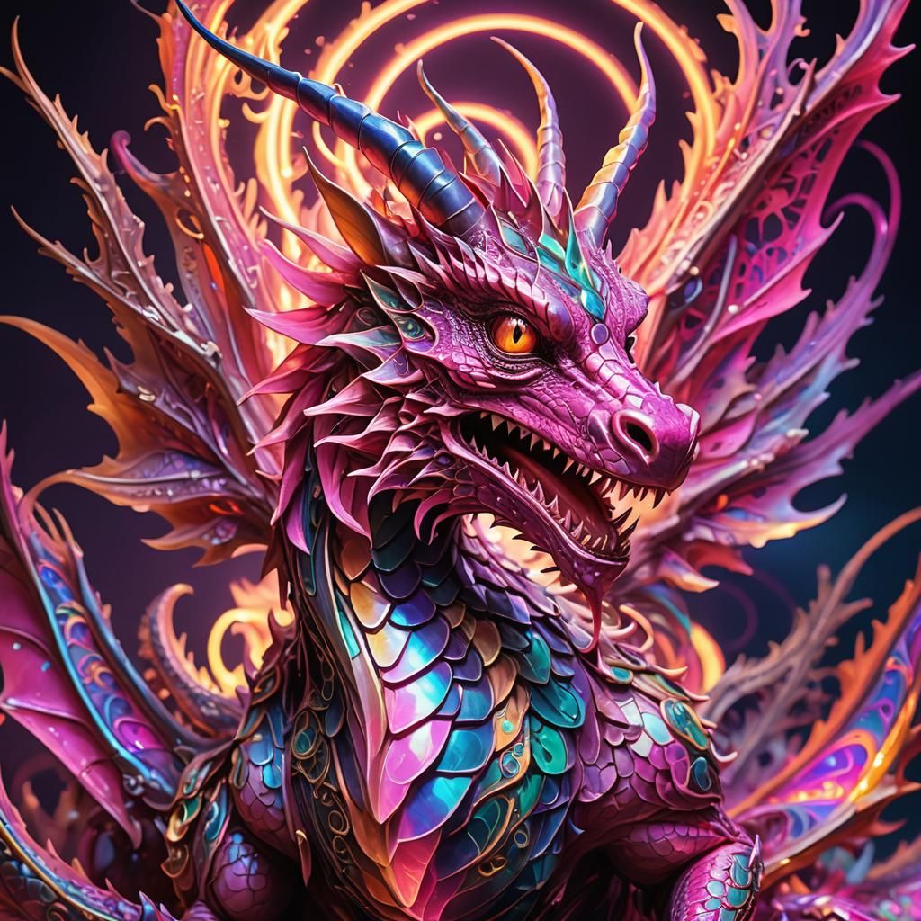 Enchanting Neon Dragon Concept Art