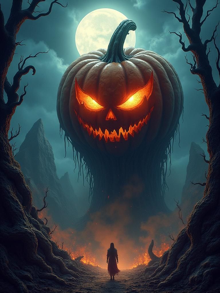Evil Pumpkin Rises in Mystical Fantasy Realm
