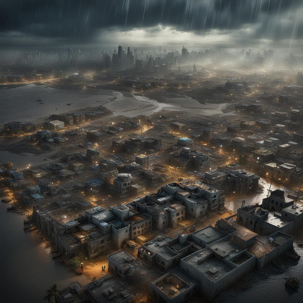 Gaza in the Rain: Detailed Matte Painting
