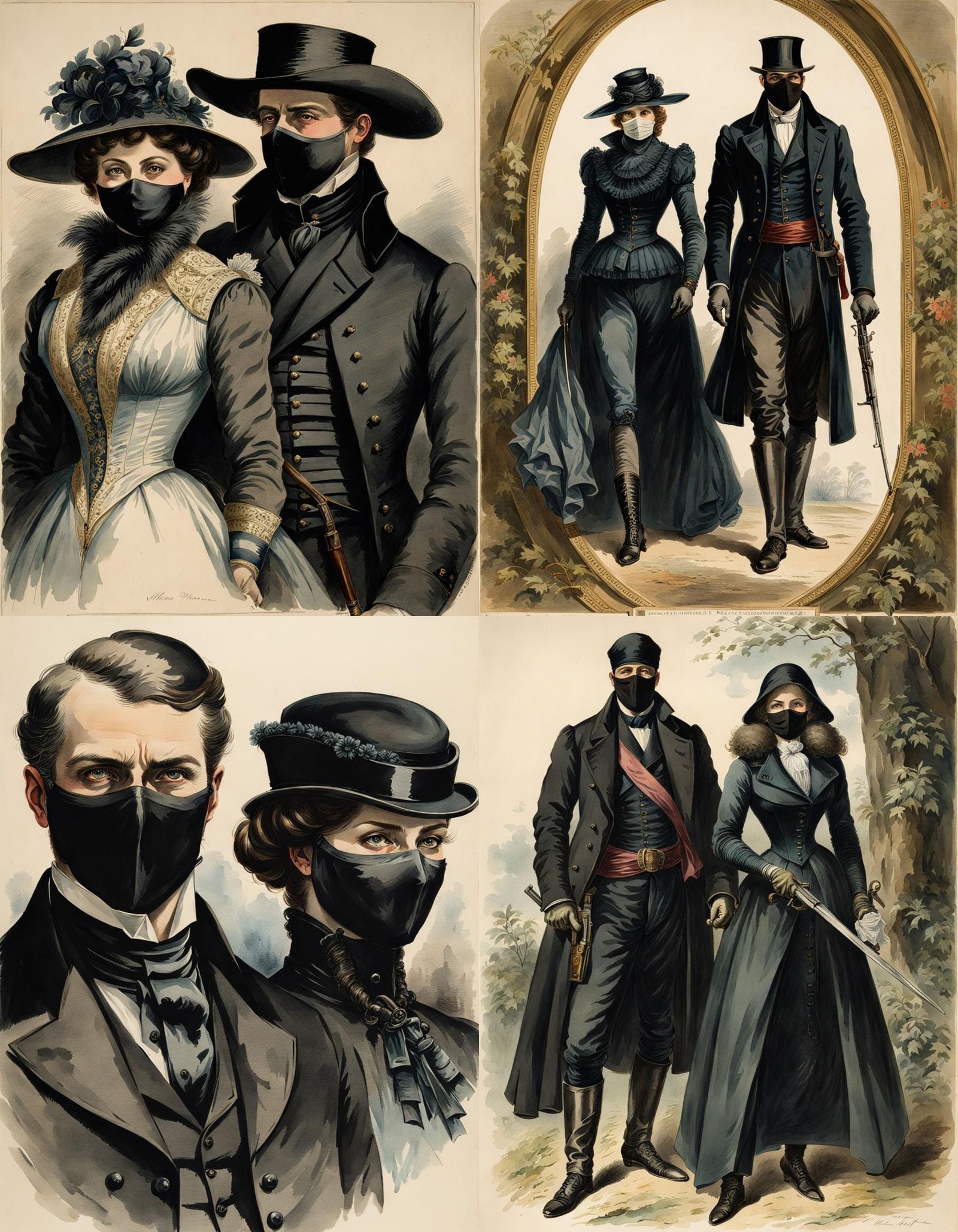 Victorian Assassin Portrait in Watercolor Style