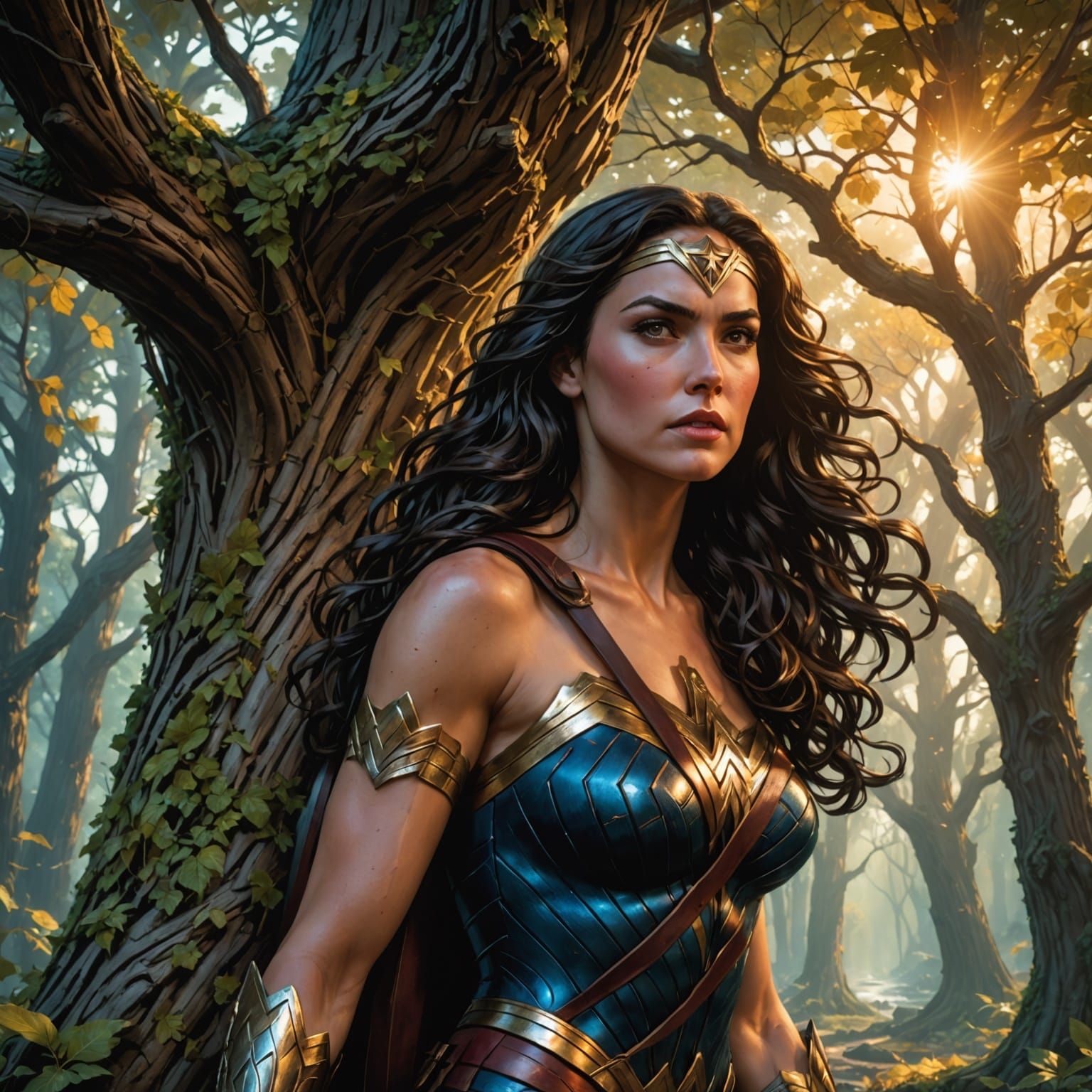 Surreal DC Comics Wonder Woman Portrait in Hyperdetailed Max...