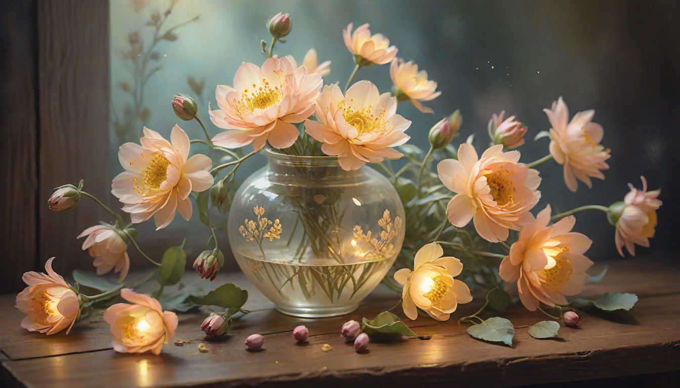 Vibrant Whimsical Botanical Illustration in Watercolor Style