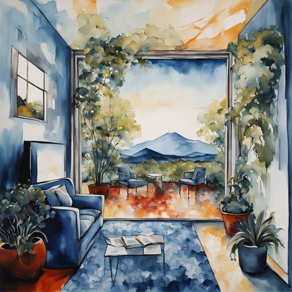 Cozy Studio Apartment With Blue Denim Furniture