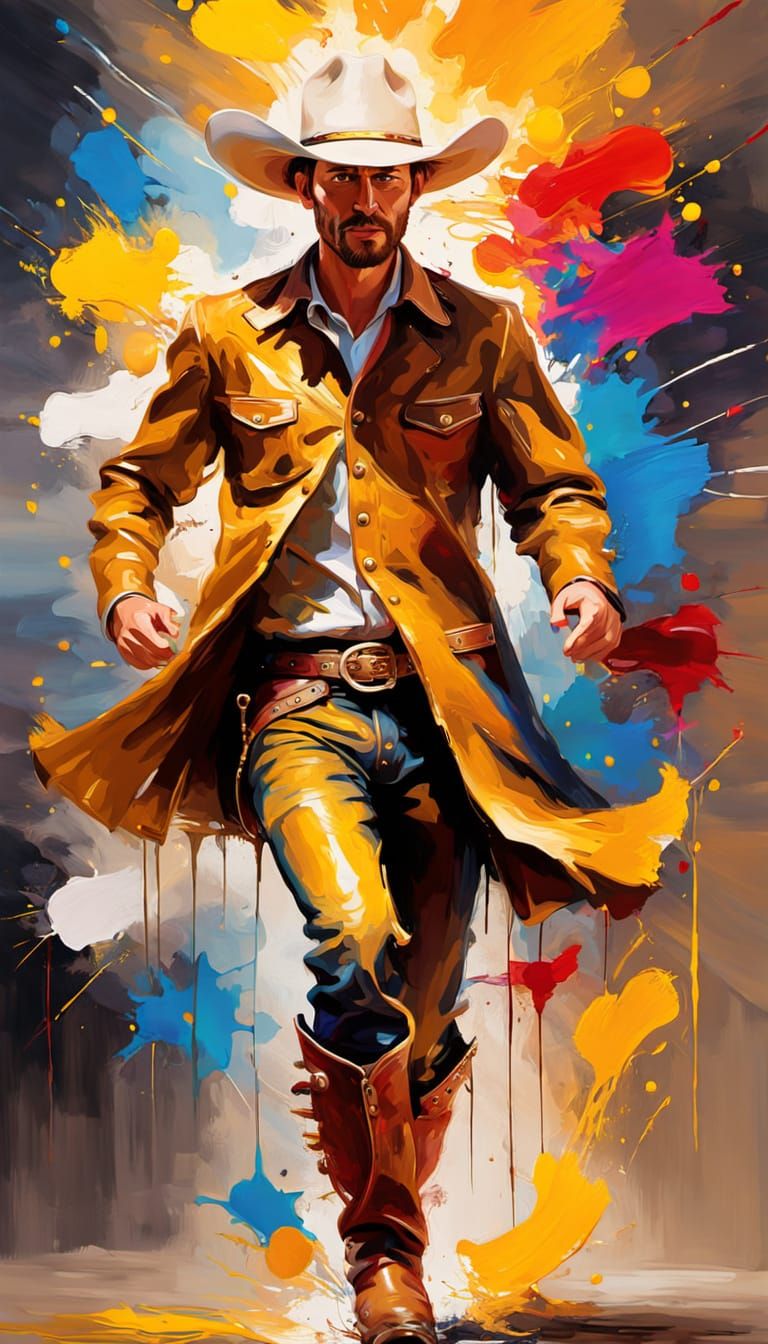 Dynamic Western Figure in Abstract Expressionism