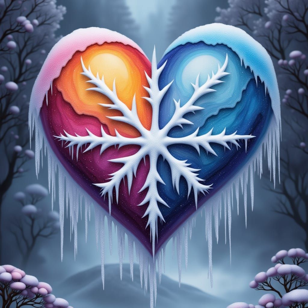 Frozen Heart Snowflake in Winter Aesthetic