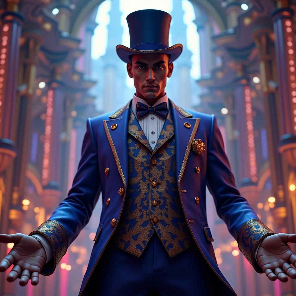 Flamboyant Millionaire in Opulent, Surreal Setting