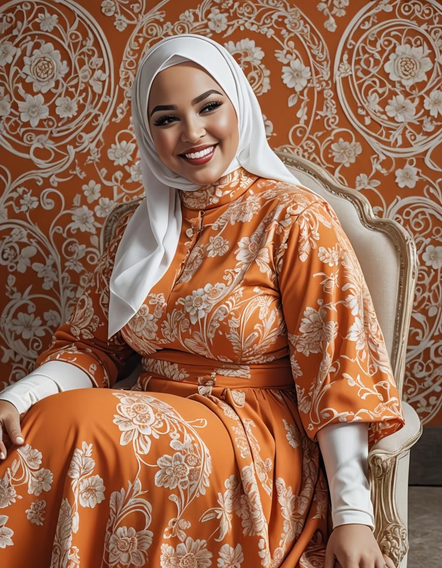 Beautiful Woman in Hijab Portrait in Pop Art Style