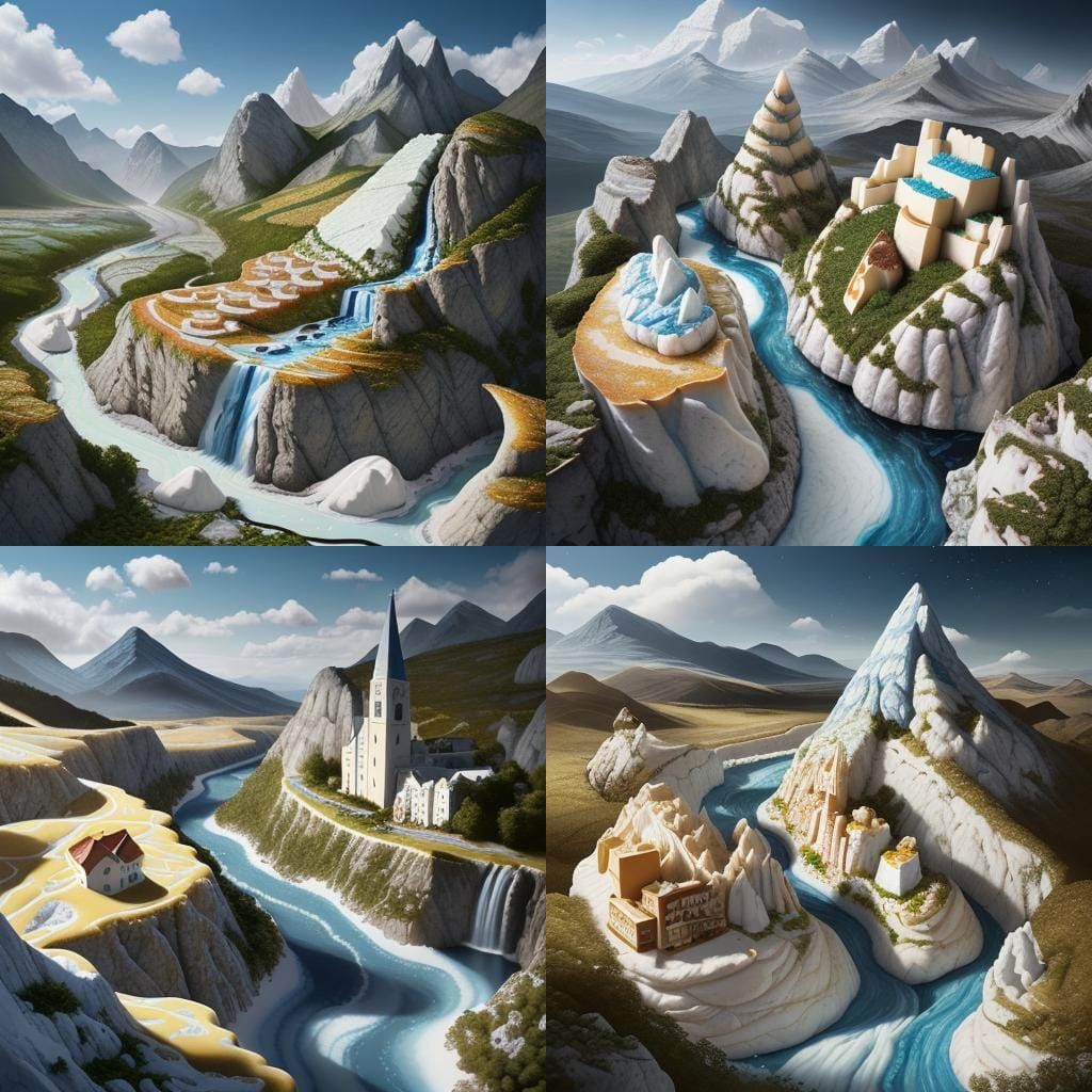 Cheese and Bread Foodscape in Photorealistic Style