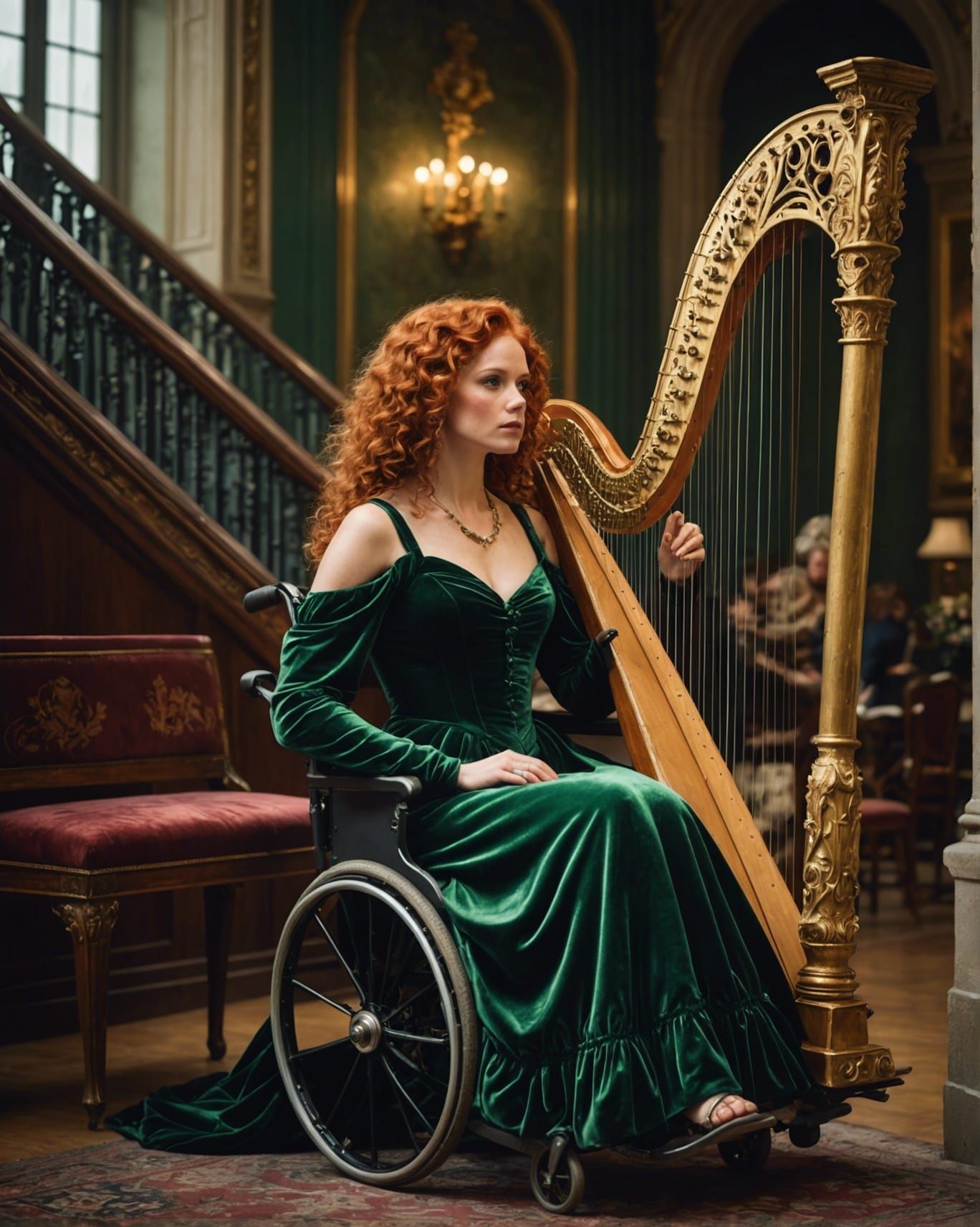 Harpist in Rococo Opera House, Fine Art Photography